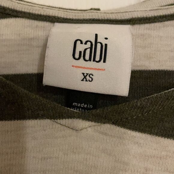 CAbi Olive Green & Oatmeal Striped Playoff Hoodie 3995 - Picture 4 of 8